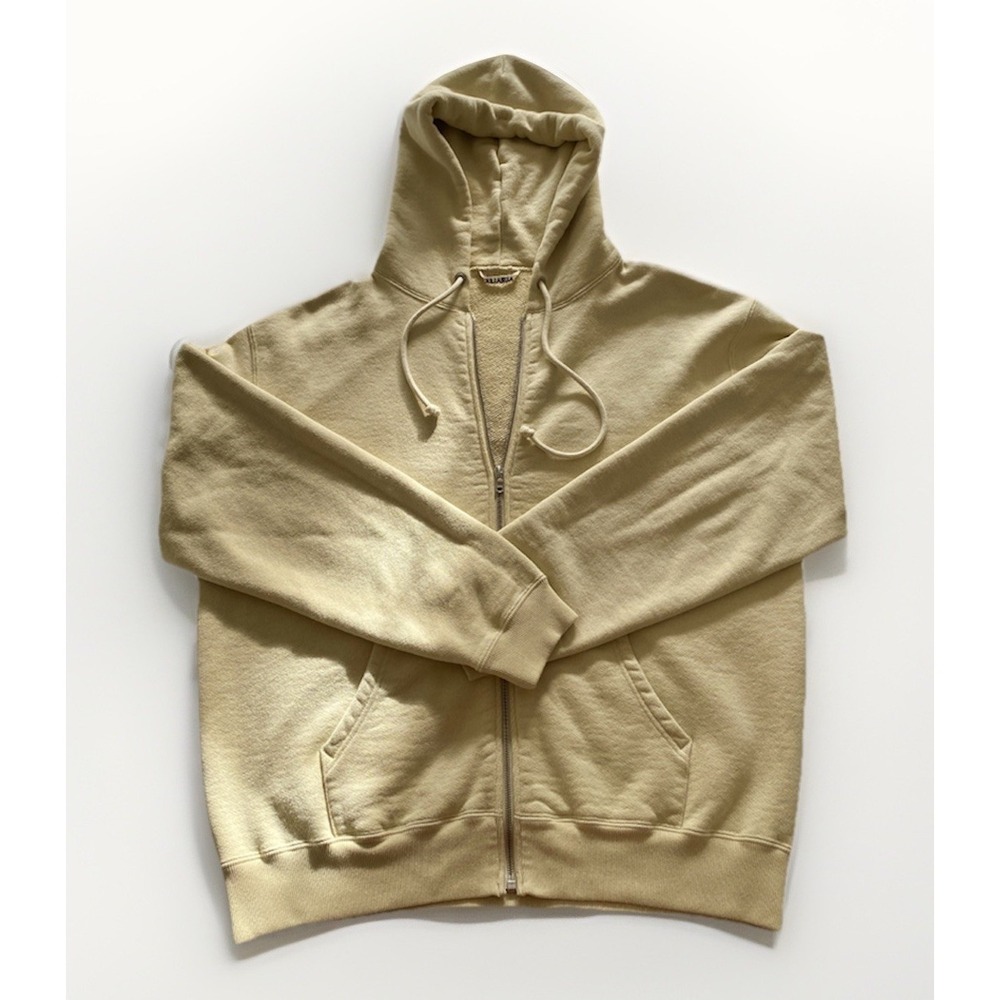 AURALEE Japan Full Zip Hoodie Heavy Terry Riri Zip Ivory Yellow Oversized Size 4